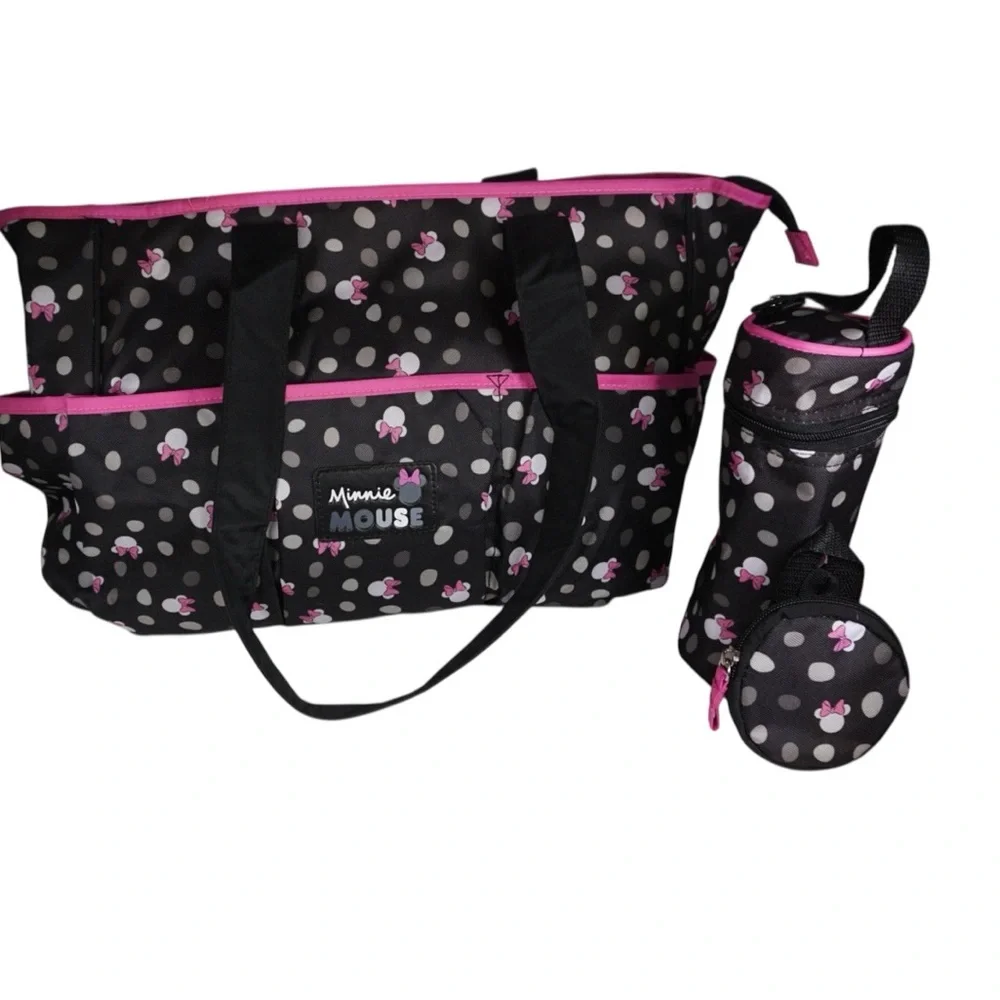 Disney NWOT Minnie Mouse Diaper Bag Set with Accessories & Changing Pad